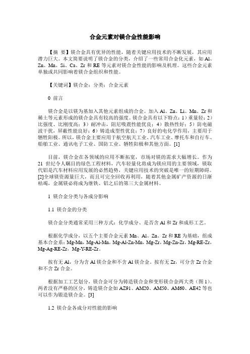 合金元素对镁合金性能影响