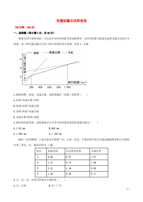 高考地理一轮专题复习《人文地理》交通运输方式和布局
