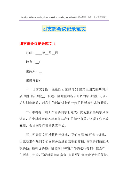 团支部会议记录范文