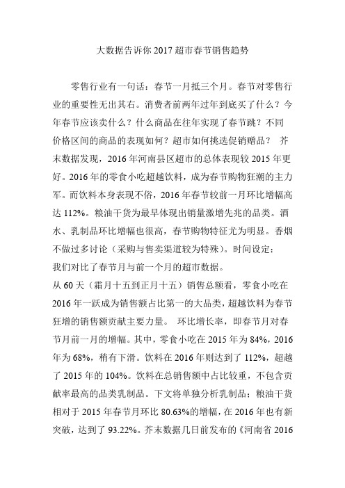 大数据告诉你2017超市春节销售趋势