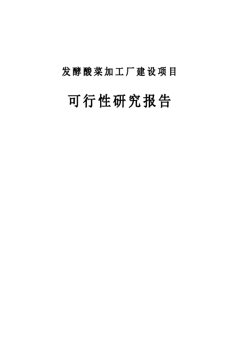 发酵酸菜加工厂建设项目可行性研究报告
