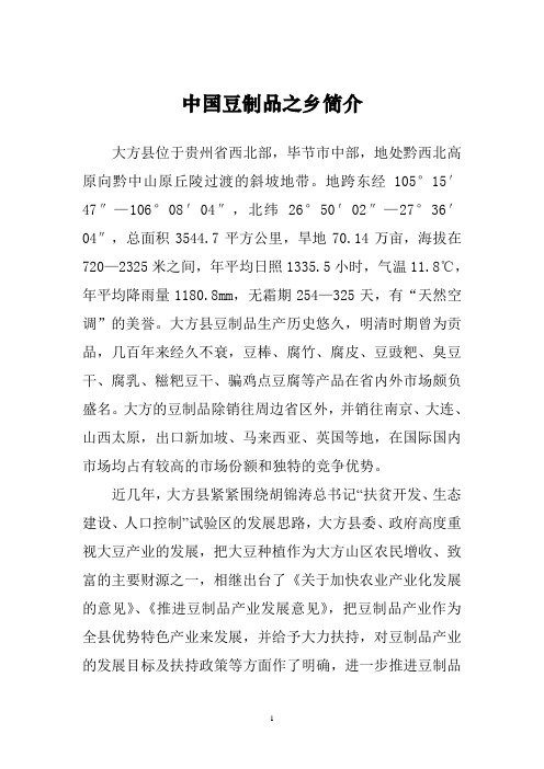 中国豆制品之乡简介