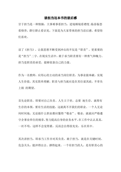 读担当这本书的读后感