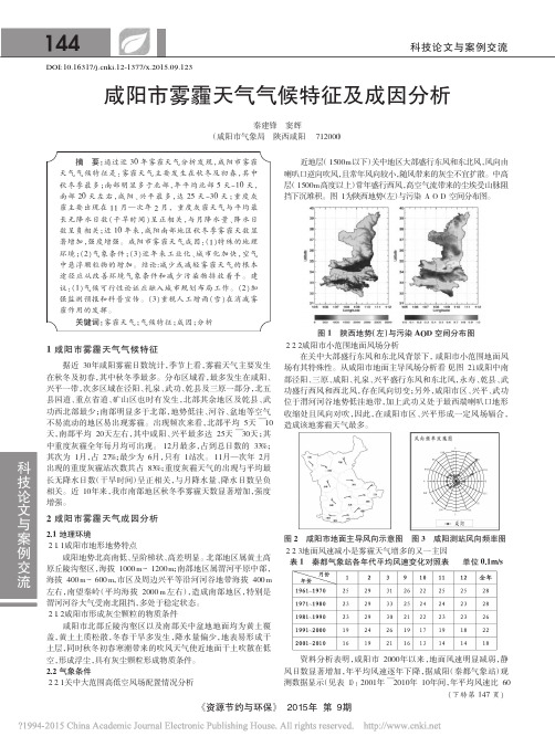咸阳市雾霾天气气候特征及成因分析