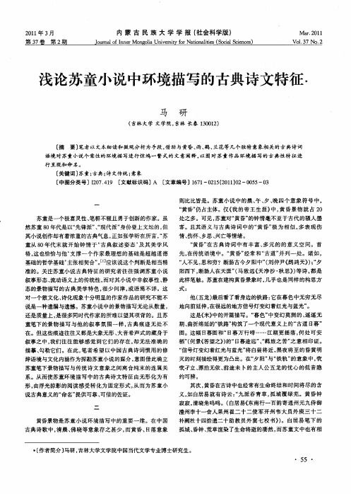 浅论苏童小说中环境描写的古典诗文特征