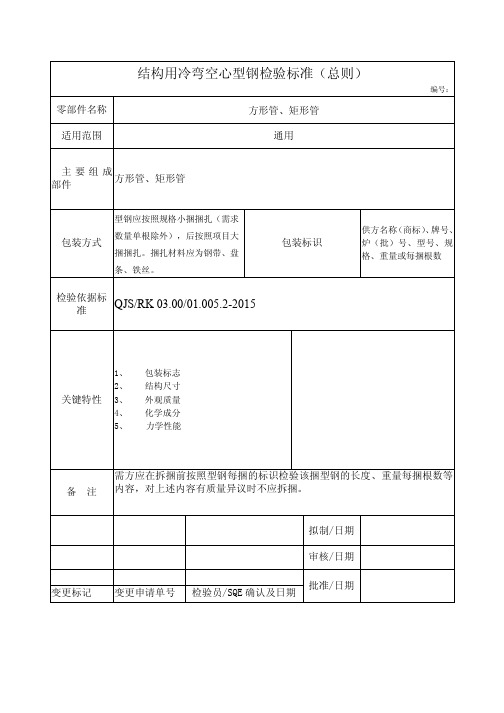 结构用冷弯空心型钢检验标准