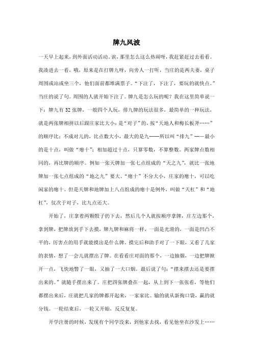 牌九风波_初中初三作文700字