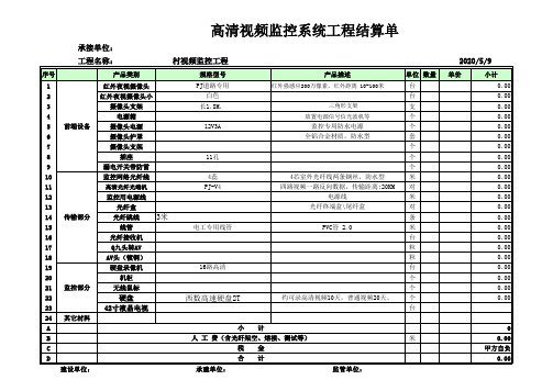 监控系统工程结算单