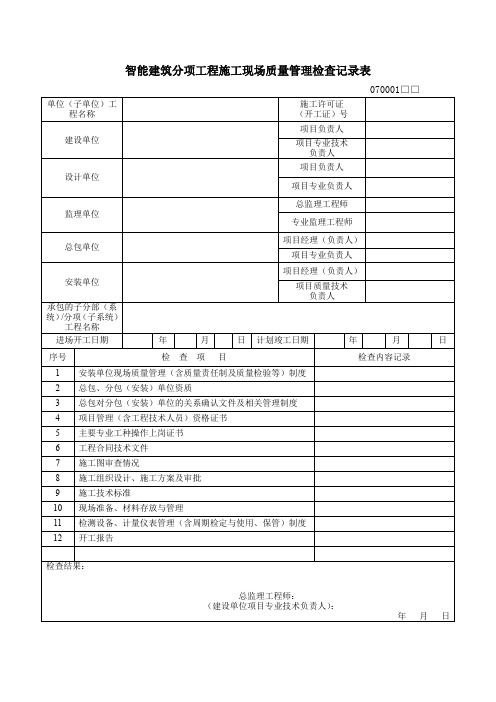 建筑工程智能化质量验收表格