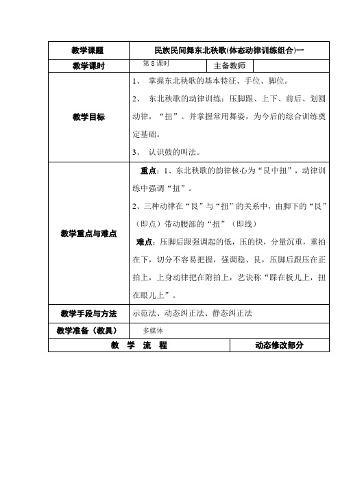 高中音乐人音版公开课教案东北秧歌基本动作