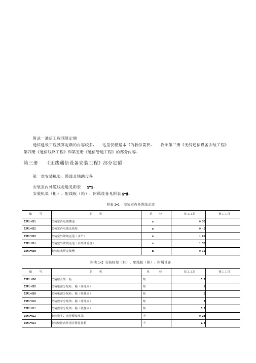 通信工程预算定额