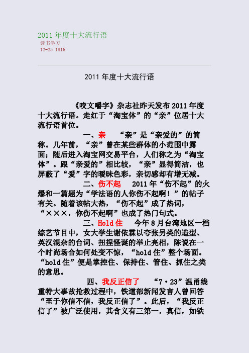 2011年度十大流行语