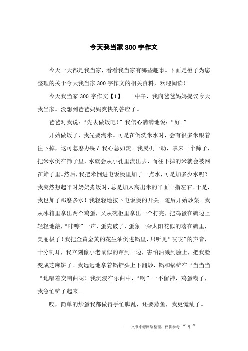 今天我当家300字作文
