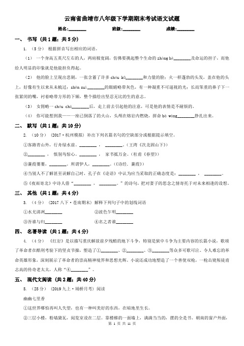 云南省曲靖市八年级下学期期末考试语文试题
