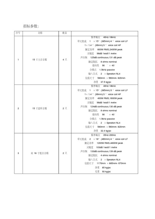 招标参数