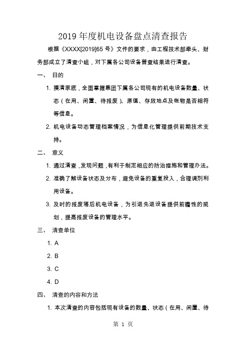 2019年度设备普查报告word资料10页