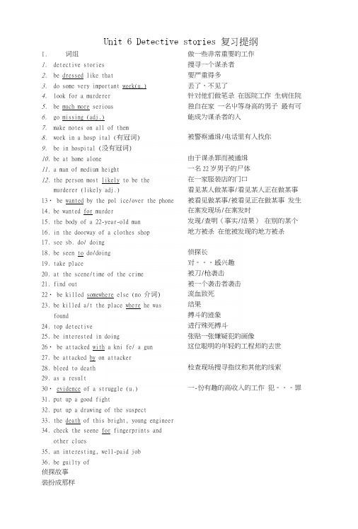 九年级英语Unit6Detectivestories复习提纲译林牛津版.docx