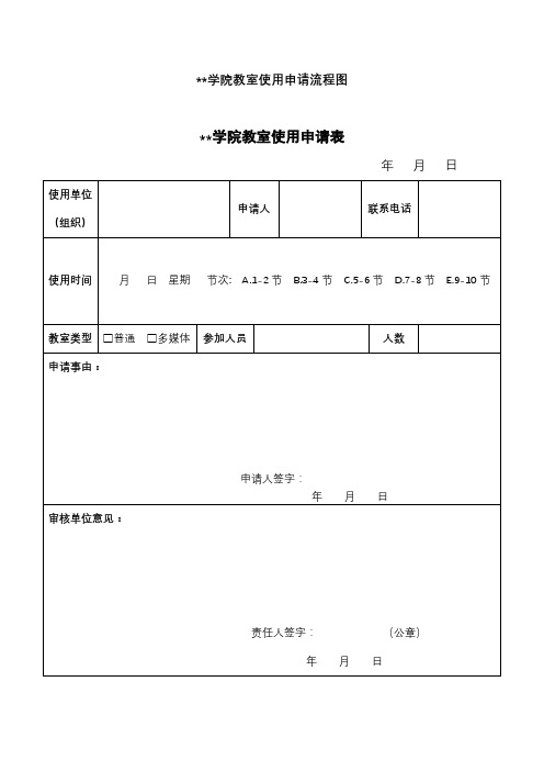 郑州轻工业学院教室使用申请流程图【模板】