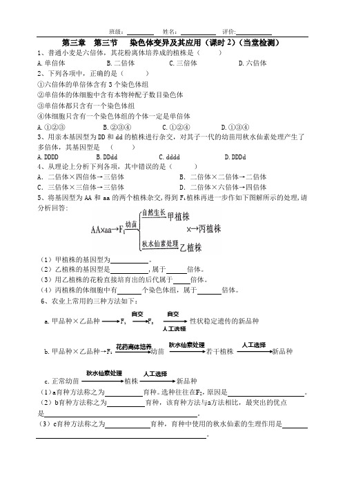 染色体变异及其应用(课时2)(当堂检测)