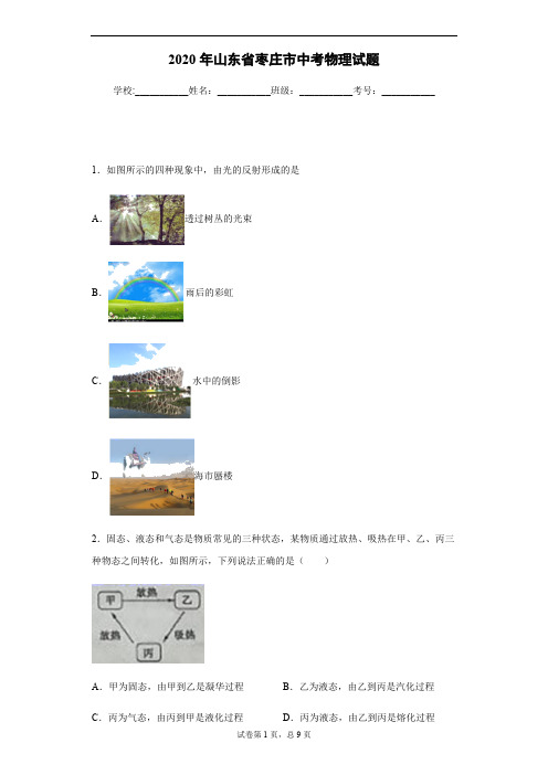2020年山东省枣庄市中考物理试卷及答案解析.pdf
