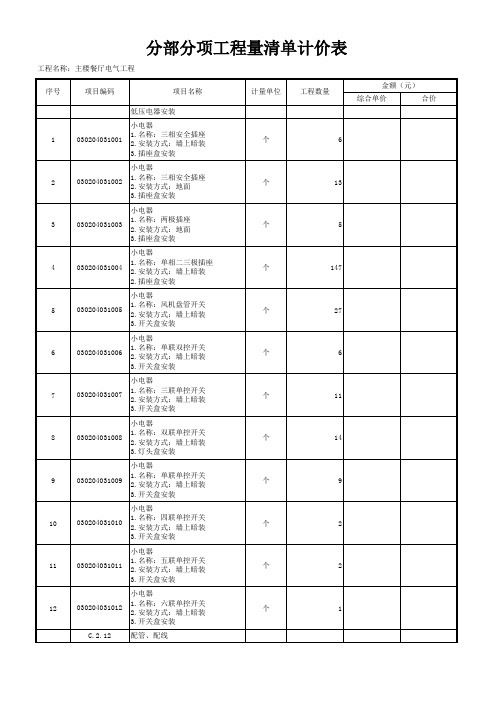 室内装修工程量清单
