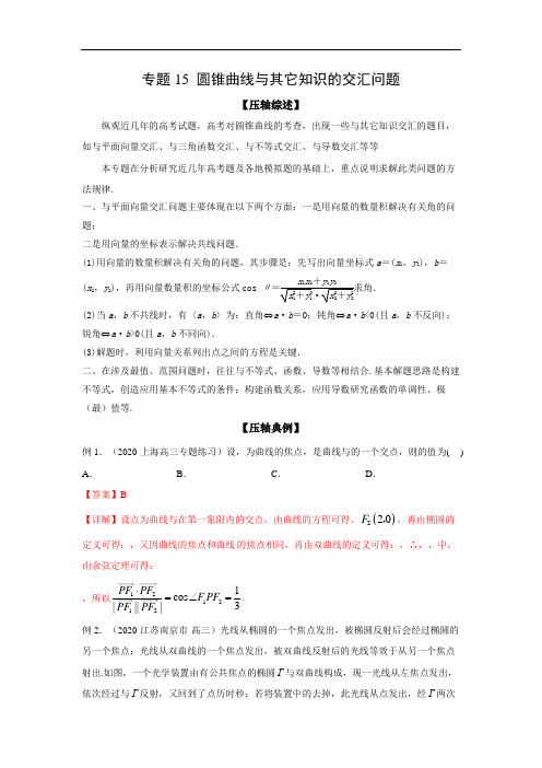 专题15 圆锥曲线与其它知识的交汇问题(解析版)