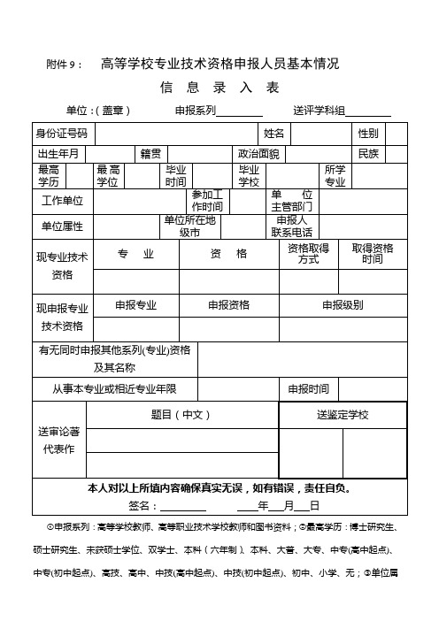 广东商学院 申报人员基本情况信息录入表