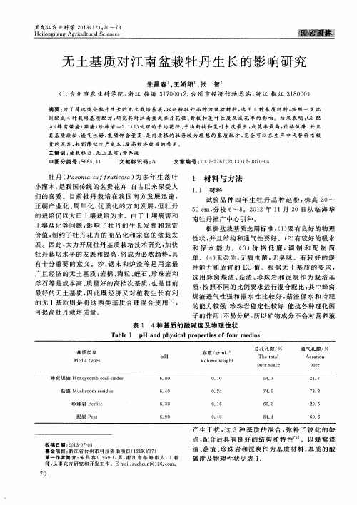 无土基质对江南盆栽牡丹生长的影响研究
