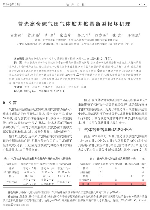 普光高含硫气田气体钻井钻具断裂损坏机理