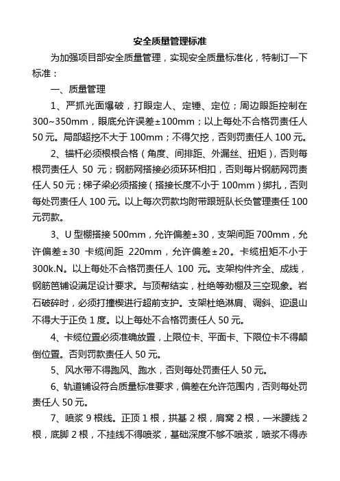 安全质量标准化验收标准