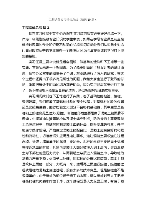 工程造价实习报告总结（精选19篇）