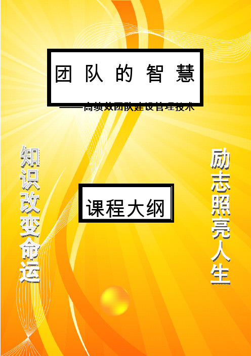 团队的智慧——高绩效团队建设管理技术