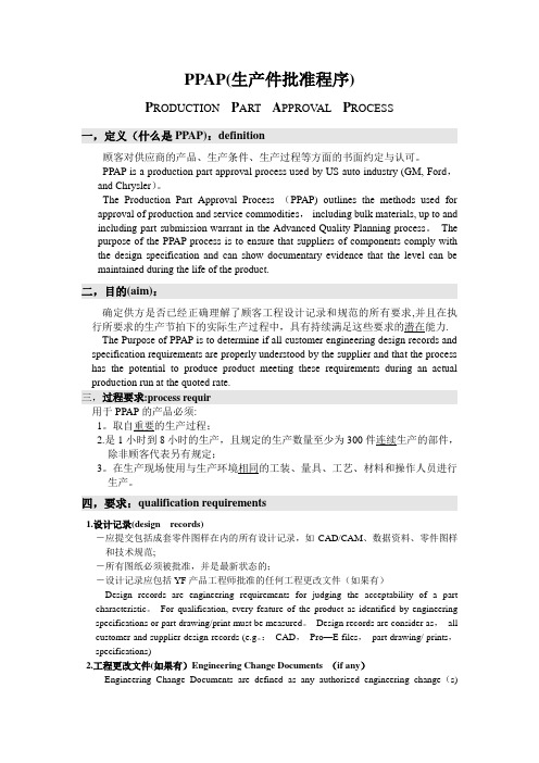 PPAP要求
