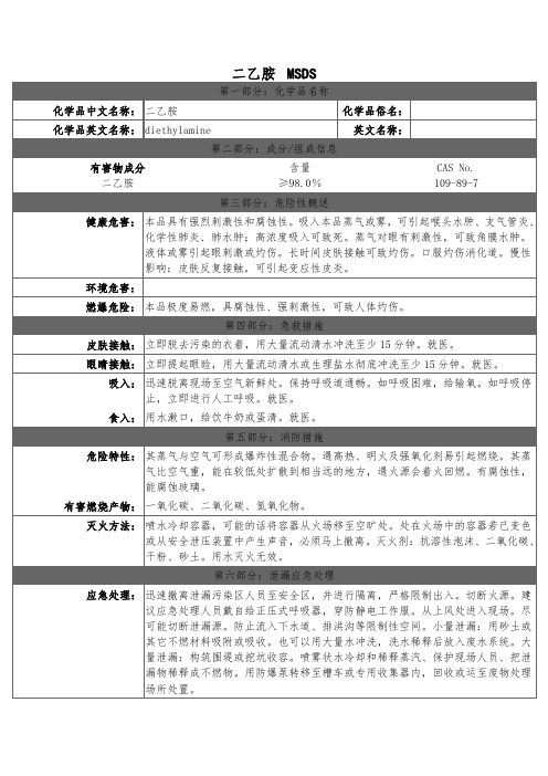 二乙胺MSDS