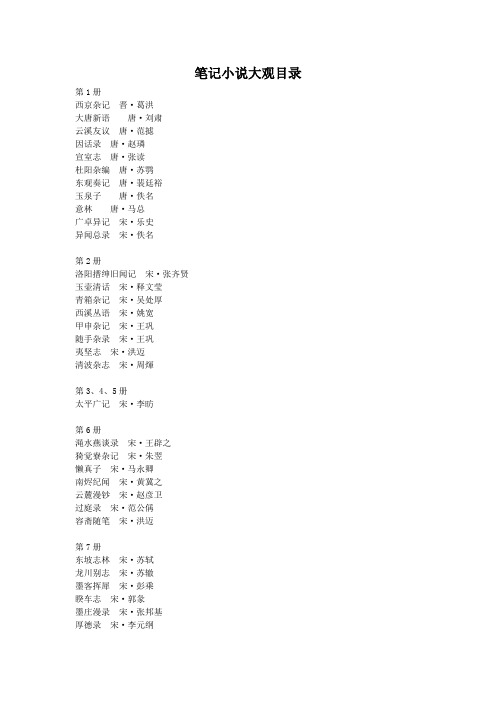 笔记小说大观目录(完整版)