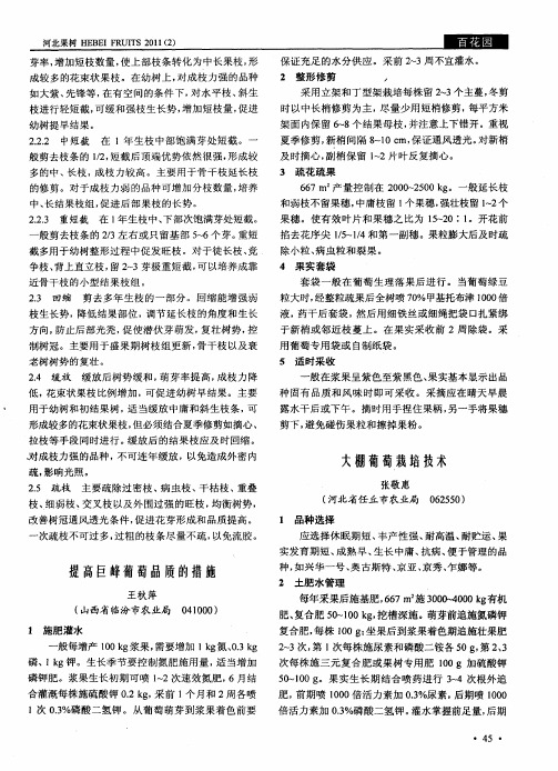 大棚葡萄栽培技术