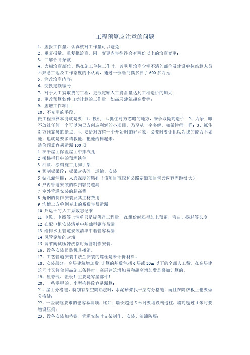 关于预算应注意的问题的一些看法
