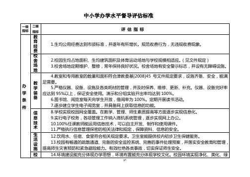 中小学办学水平评估标准