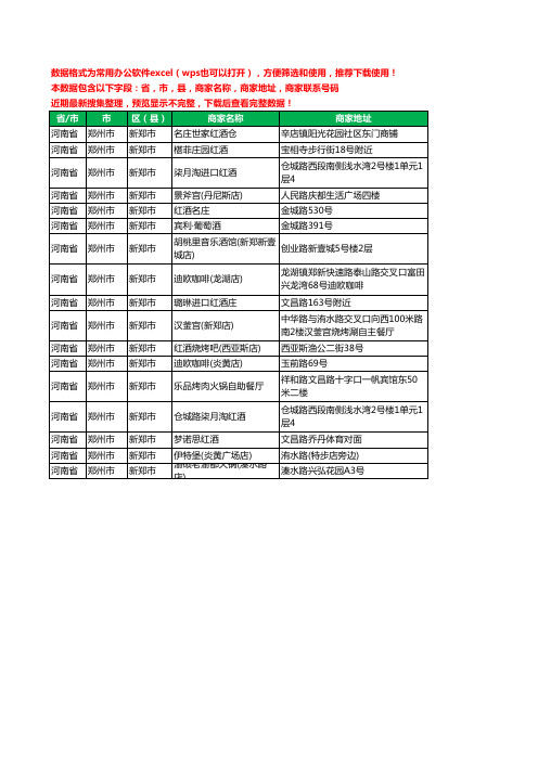 2020新版河南省郑州市新郑市红酒工商企业公司商家名录名单黄页联系电话号码地址大全17家
