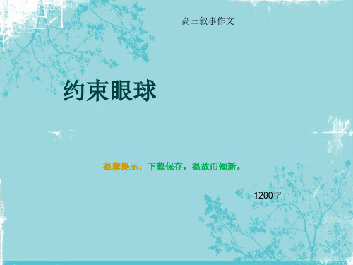 高三叙事作文《约束眼球》1200字