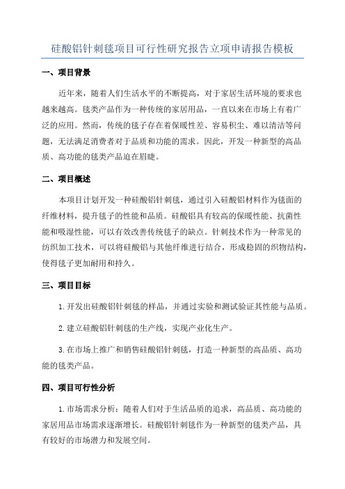 硅酸铝针刺毯项目可行性研究报告立项申请报告模板