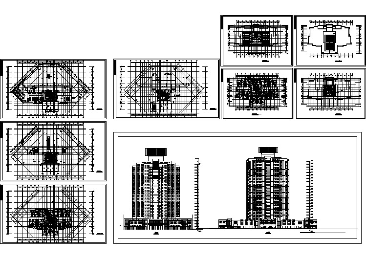 某高层办公住宅楼建筑设计施工CAD图