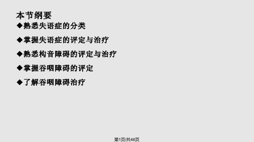脑卒中患者言语及吞咽障碍的评定与治疗PPT课件