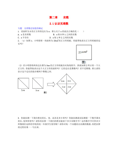 【能力培优】八年级数学上册 2.1 认识无理数试题 (新版)北师大版