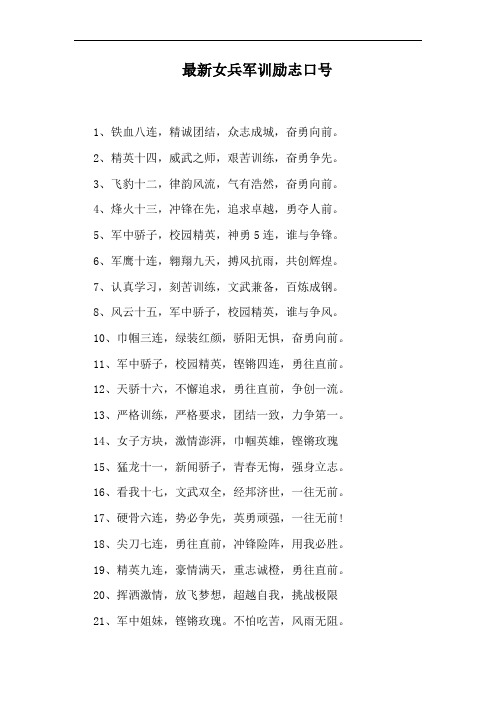 最新女兵军训励志口号