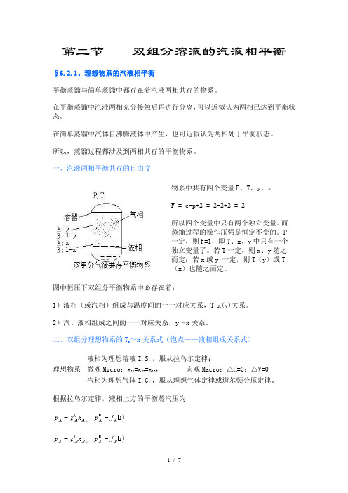第二节--双组分溶液的汽液相平衡