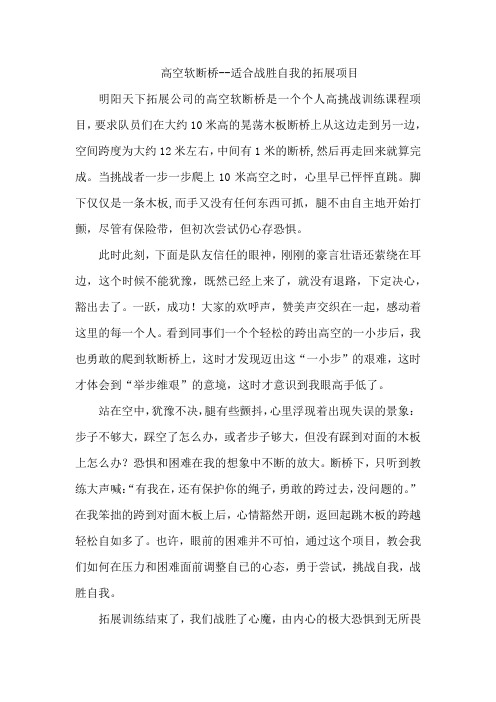 拓展心得体会：高空软断桥--适合战胜自我的拓展项目