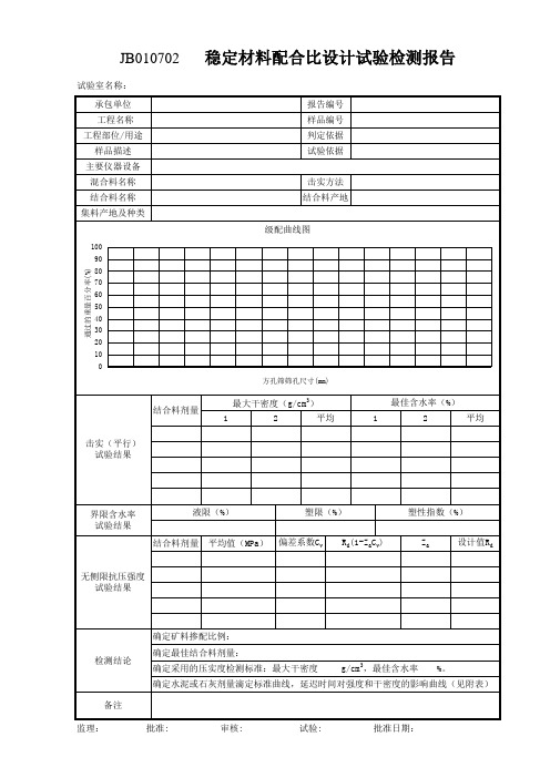 无机结合料稳定材料报告样表