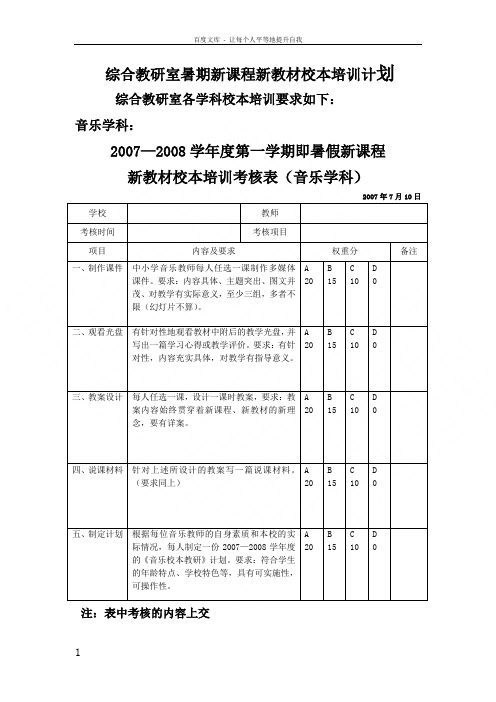 综合教研室暑期新课程新教材校本培训计