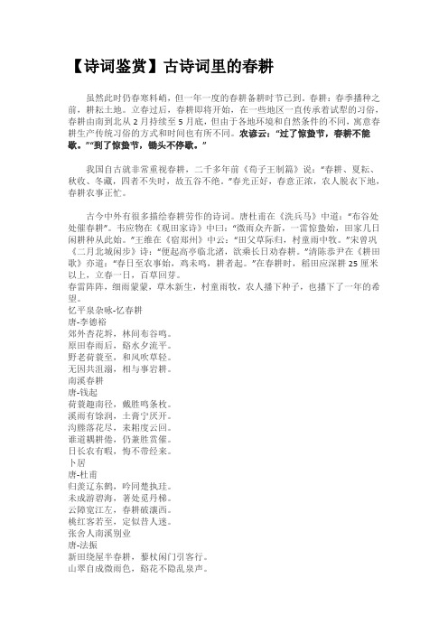 春耕的古诗词鉴赏